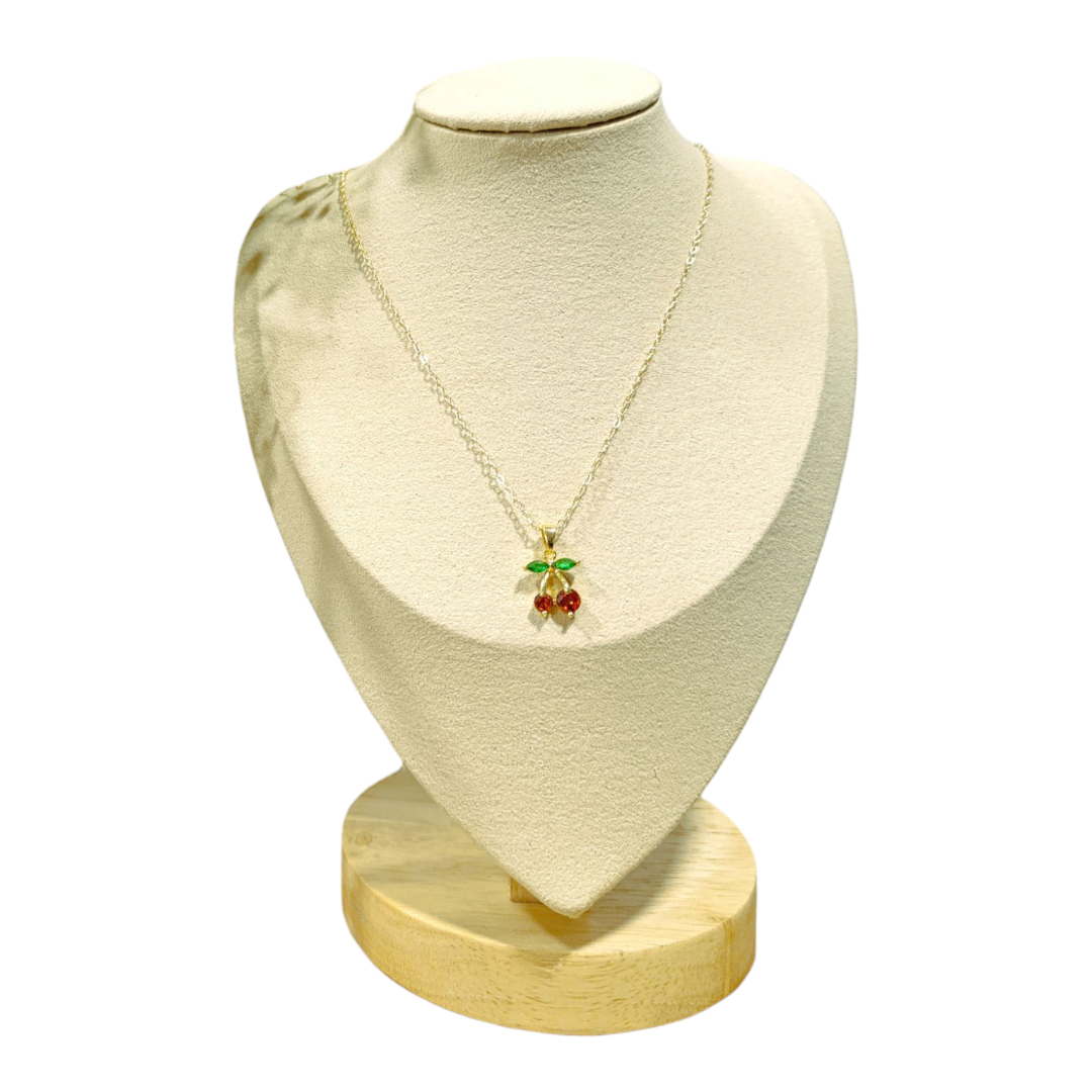 Cadena dije cereza dorada con mini circones