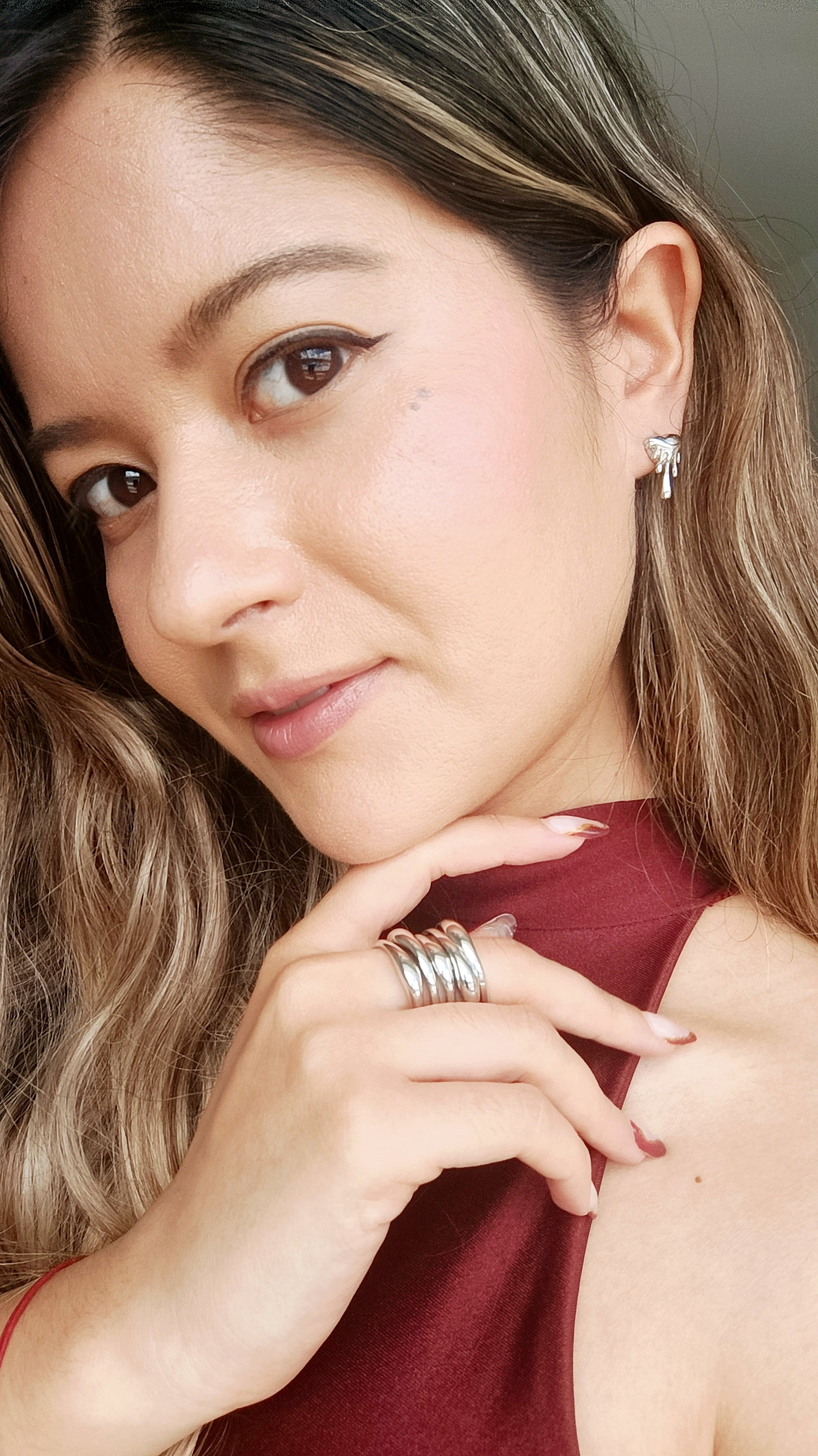 Mini topos corazón derretido plateado