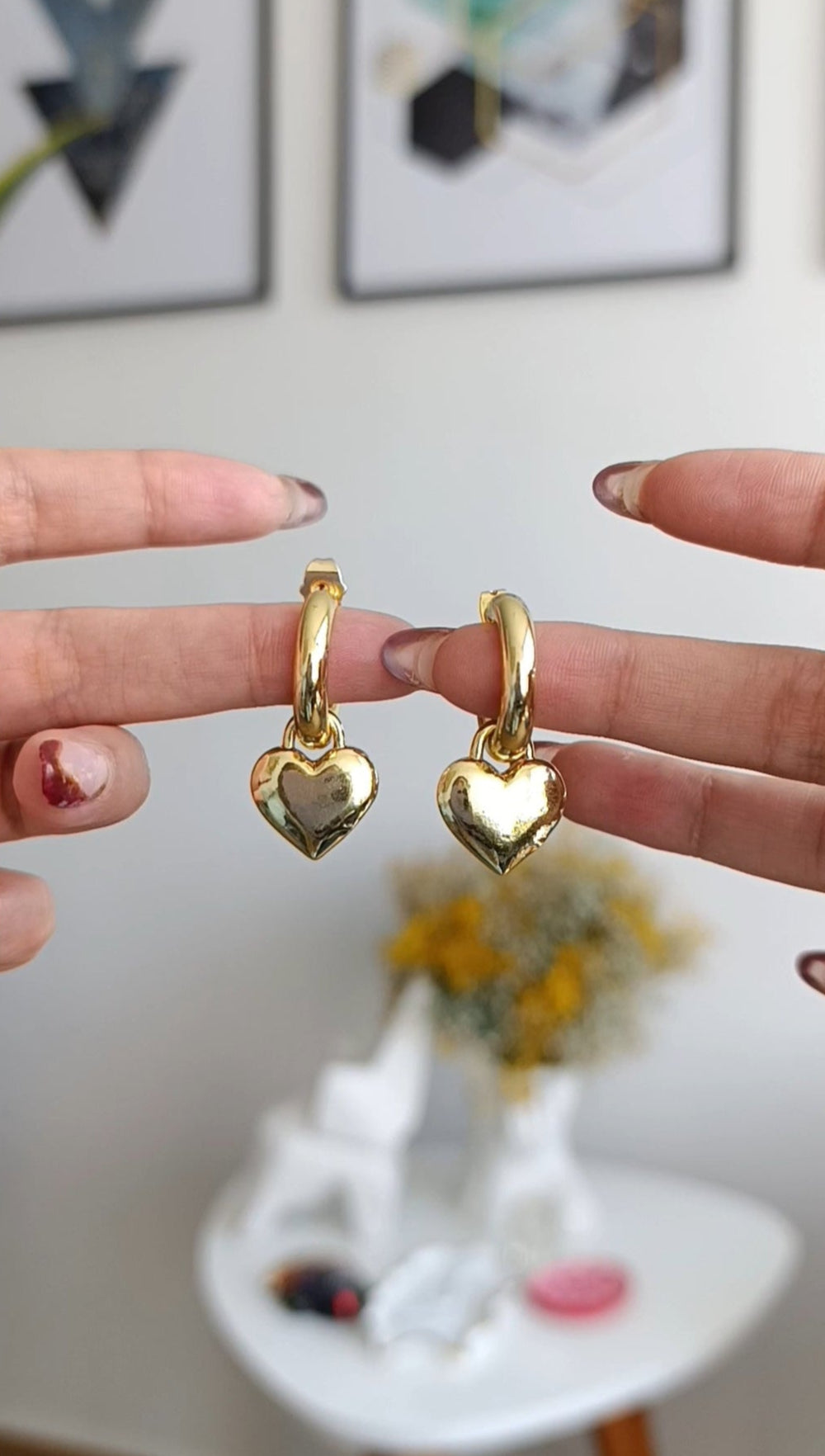 Candongas corazón doradas