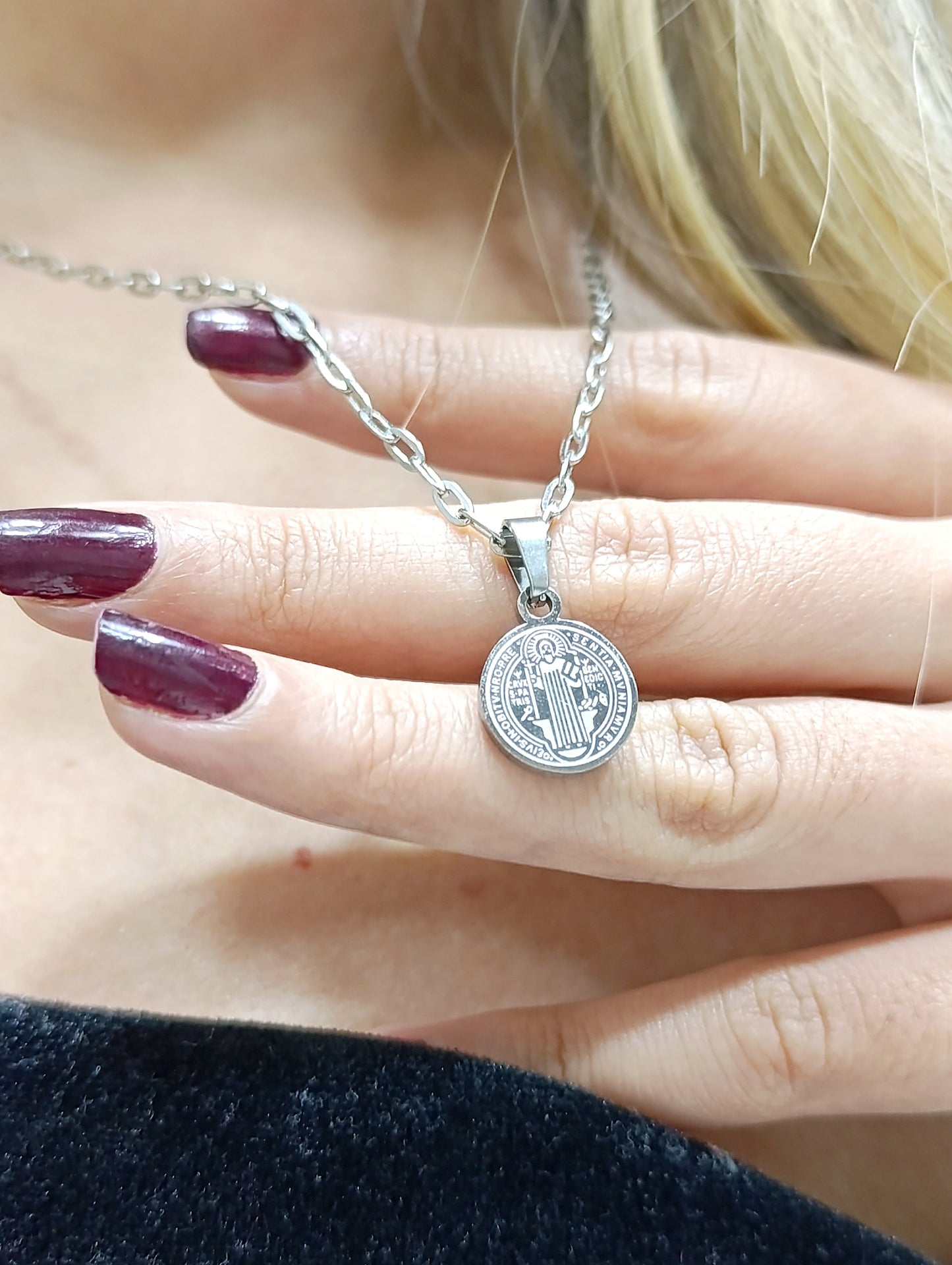 Cadena  plateada San Benito en acero