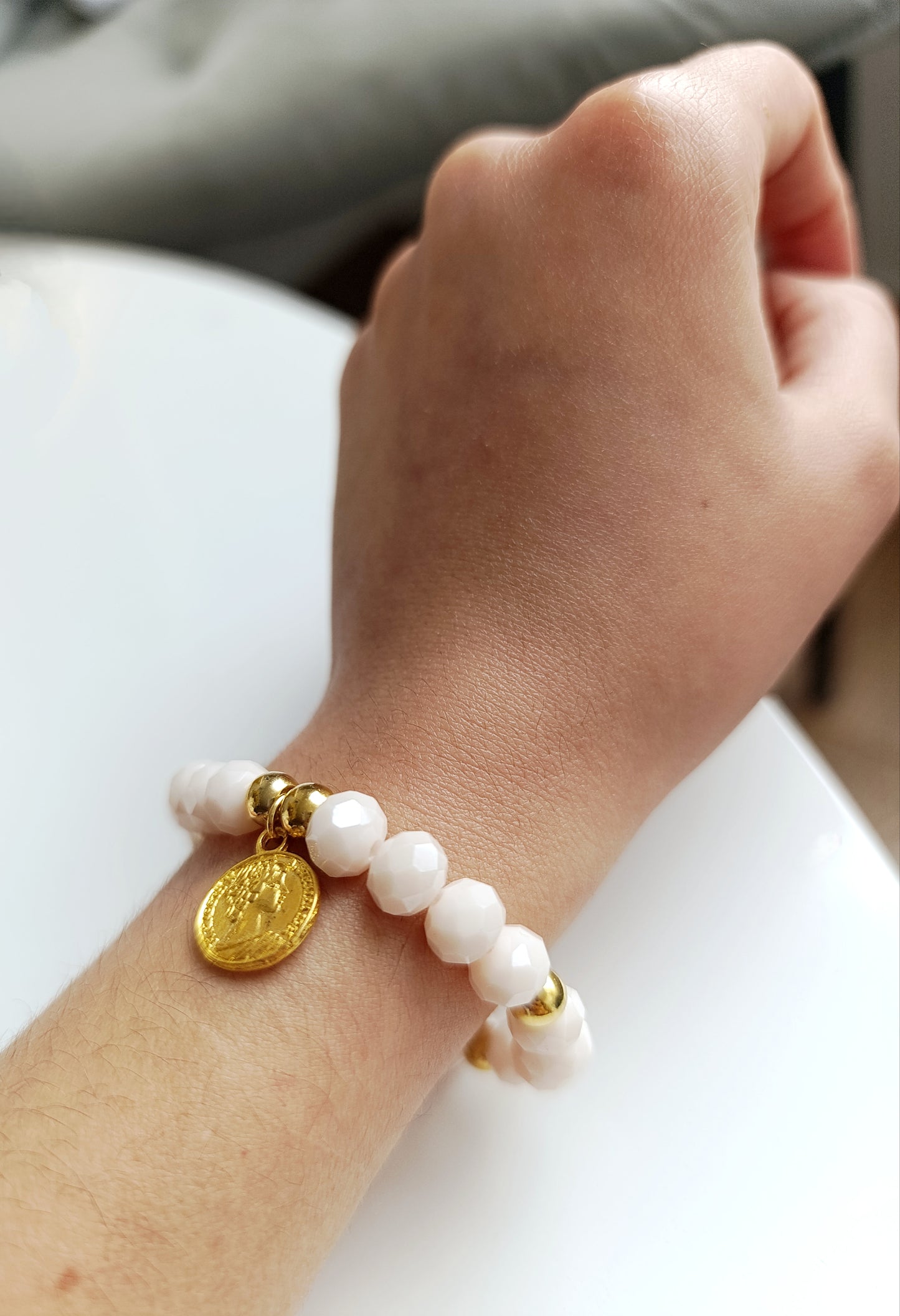 Pulsera murano color crema