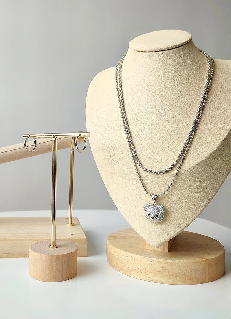 Cadena  dije oso con mini circones