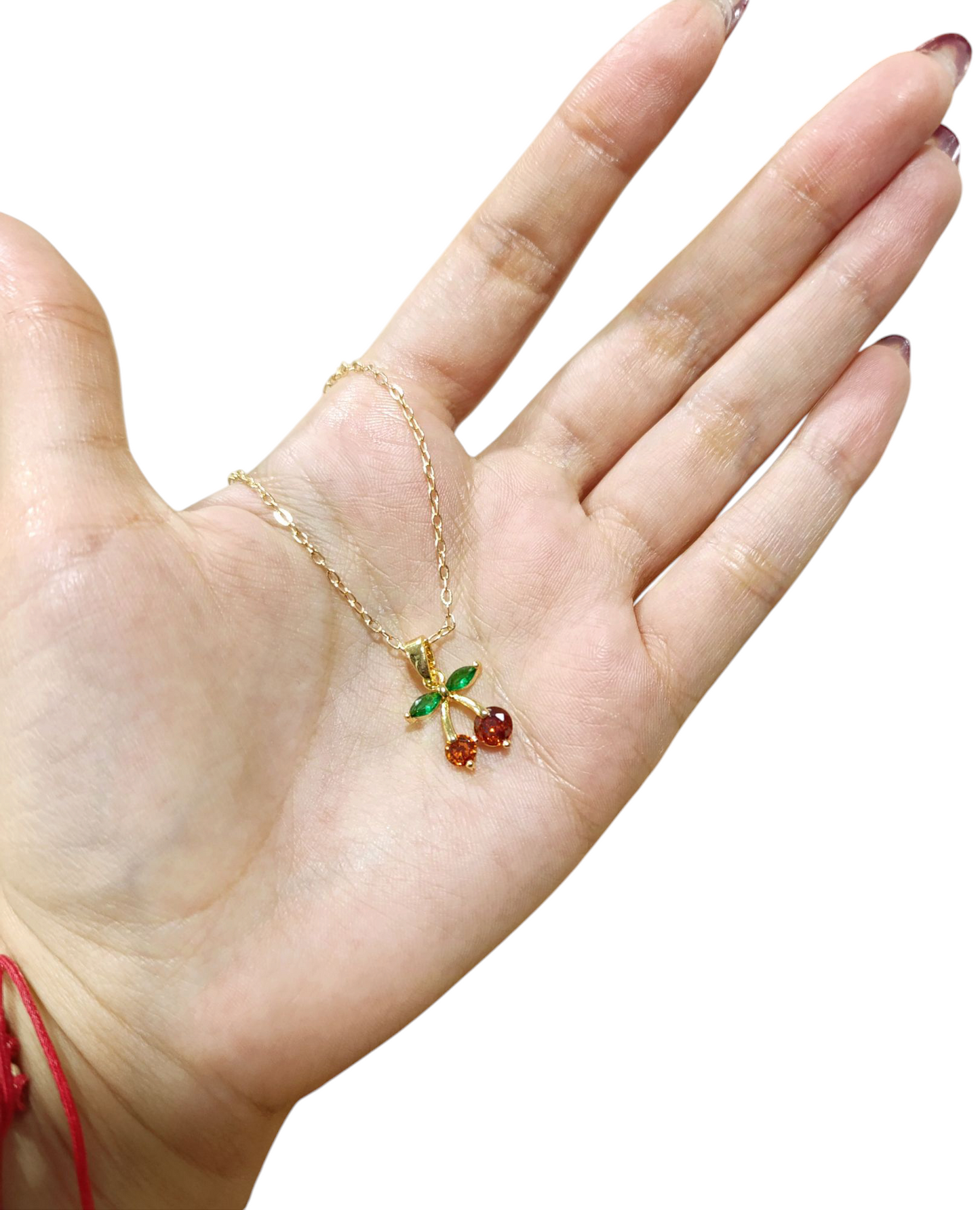 Cadena dije cereza dorada con mini circones