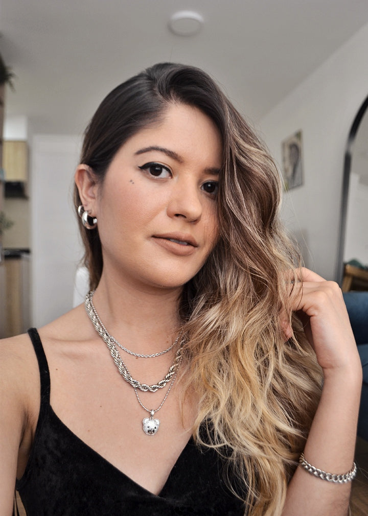 Cadena  dije oso con mini circones