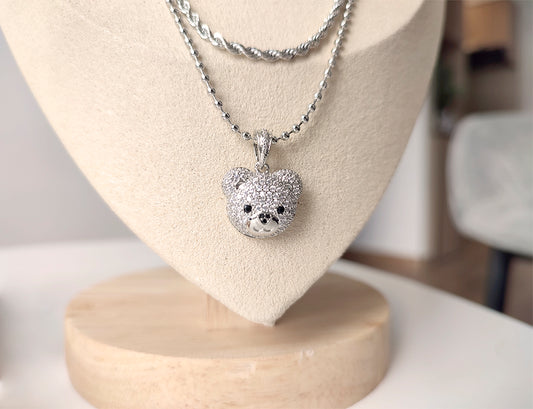 Cadena  dije oso con mini circones